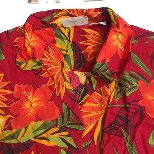 Basic Editions Boy's Tropical Floral Print Shirt Top Size Small EUC